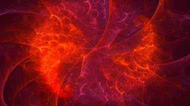 Soyut kırmızı fraktal ışık arkaplanı 3 boyutlu oluşturuluyor