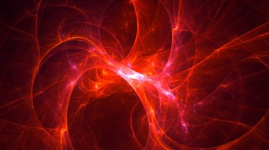 Soyut kırmızı fraktal ışık arkaplanı 3 boyutlu oluşturuluyor