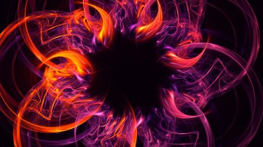 Soyut kırmızı fraktal ışık arkaplanı 3 boyutlu oluşturuluyor