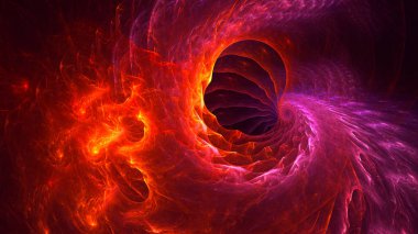 Soyut kırmızı fraktal ışık arkaplanı 3 boyutlu oluşturuluyor