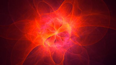 Soyut kırmızı fraktal ışık arkaplanı 3 boyutlu oluşturuluyor