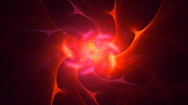 Soyut kırmızı fraktal ışık arkaplanı 3 boyutlu oluşturuluyor