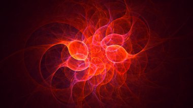 Soyut kırmızı fraktal ışık arkaplanı 3 boyutlu oluşturuluyor