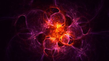 Soyut kırmızı fraktal ışık arkaplanı 3 boyutlu oluşturuluyor