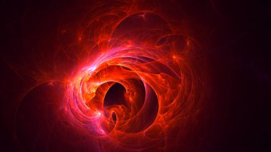 Soyut kırmızı fraktal ışık arkaplanı 3 boyutlu oluşturuluyor