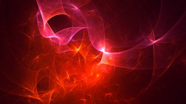 Soyut kırmızı fraktal ışık arkaplanı 3 boyutlu oluşturuluyor