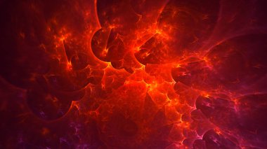 Soyut kırmızı fraktal ışık arkaplanı 3 boyutlu oluşturuluyor