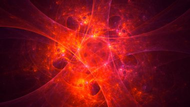 Soyut kırmızı fraktal ışık arkaplanı 3 boyutlu oluşturuluyor