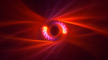 Soyut kırmızı fraktal ışık arkaplanı 3 boyutlu oluşturuluyor