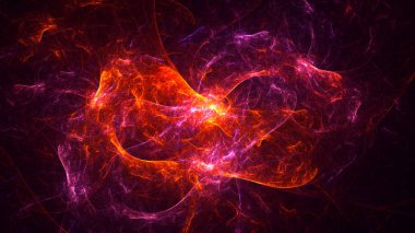 Soyut kırmızı fraktal ışık arkaplanı 3 boyutlu oluşturuluyor
