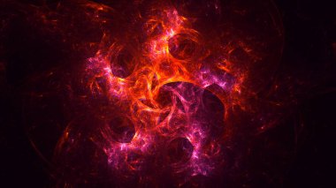 Soyut kırmızı fraktal ışık arkaplanı 3 boyutlu oluşturuluyor