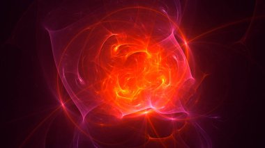 Soyut kırmızı fraktal ışık arkaplanı 3 boyutlu oluşturuluyor