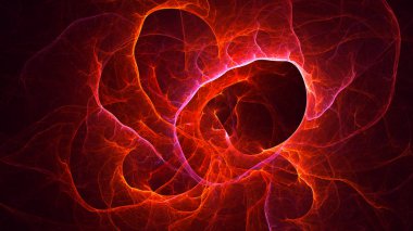 Soyut kırmızı fraktal ışık arkaplanı 3 boyutlu oluşturuluyor