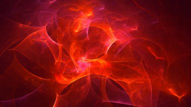 Soyut kırmızı fraktal ışık arkaplanı 3 boyutlu oluşturuluyor