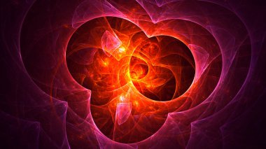 Soyut kırmızı fraktal ışık arkaplanı 3 boyutlu oluşturuluyor