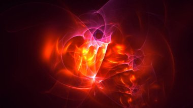 Soyut kırmızı fraktal ışık arkaplanı 3 boyutlu oluşturuluyor