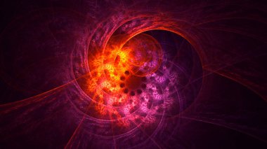 Soyut kırmızı fraktal ışık arkaplanı 3 boyutlu oluşturuluyor