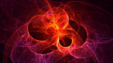 Soyut kırmızı fraktal ışık arkaplanı 3 boyutlu oluşturuluyor