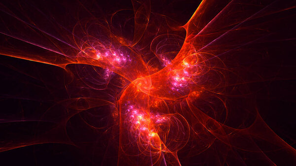 3D rendering abstract red fractal light background