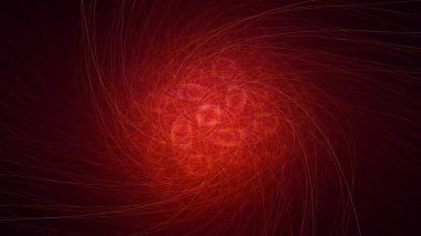Soyut kırmızı fraktal ışık arkaplanı 3 boyutlu oluşturuluyor