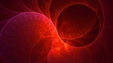 Soyut kırmızı fraktal ışık arkaplanı 3 boyutlu oluşturuluyor