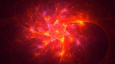 Soyut kırmızı fraktal ışık arkaplanı 3 boyutlu oluşturuluyor