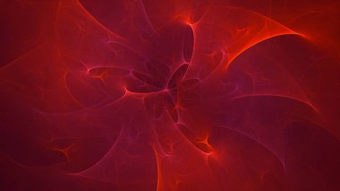 Soyut kırmızı fraktal ışık arkaplanı 3 boyutlu oluşturuluyor