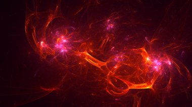 Soyut kırmızı fraktal ışık arkaplanı 3 boyutlu oluşturuluyor