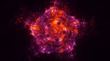 Soyut kırmızı fraktal ışık arkaplanı 3 boyutlu oluşturuluyor