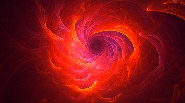 Soyut kırmızı fraktal ışık arkaplanı 3 boyutlu oluşturuluyor