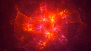 Soyut kırmızı fraktal ışık arkaplanı 3 boyutlu oluşturuluyor