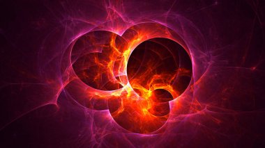 Soyut kırmızı fraktal ışık arkaplanı 3 boyutlu oluşturuluyor