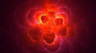 Soyut kırmızı fraktal ışık arkaplanı 3 boyutlu oluşturuluyor