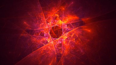 Soyut kırmızı fraktal ışık arkaplanı 3 boyutlu oluşturuluyor
