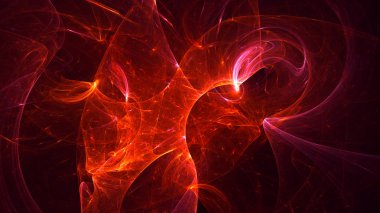 Soyut kırmızı fraktal ışık arkaplanı 3 boyutlu oluşturuluyor