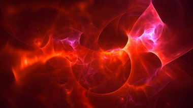 Soyut kırmızı fraktal ışık arkaplanı 3 boyutlu oluşturuluyor