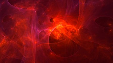 Soyut kırmızı fraktal ışık arkaplanı 3 boyutlu oluşturuluyor