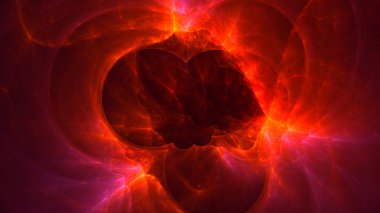 Soyut kırmızı fraktal ışık arkaplanı 3 boyutlu oluşturuluyor