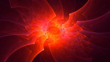 Soyut kırmızı fraktal ışık arkaplanı 3 boyutlu oluşturuluyor