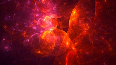 Soyut kırmızı fraktal ışık arkaplanı 3 boyutlu oluşturuluyor