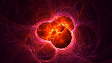 Soyut kırmızı fraktal ışık arkaplanı 3 boyutlu oluşturuluyor