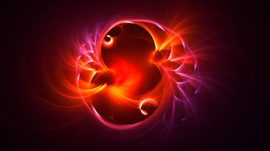 Soyut kırmızı fraktal ışık arkaplanı 3 boyutlu oluşturuluyor