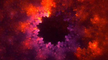 Soyut kırmızı fraktal ışık arkaplanı 3 boyutlu oluşturuluyor