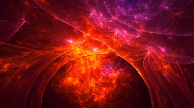 Soyut kırmızı fraktal ışık arkaplanı 3 boyutlu oluşturuluyor