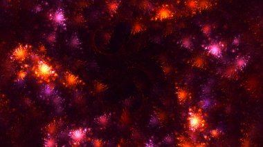 Soyut kırmızı fraktal ışık arkaplanı 3 boyutlu oluşturuluyor