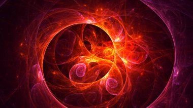 Soyut kırmızı fraktal ışık arkaplanı 3 boyutlu oluşturuluyor