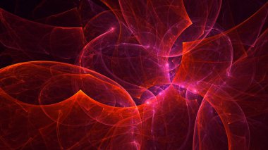 Soyut kırmızı fraktal ışık arkaplanı 3 boyutlu oluşturuluyor