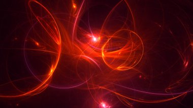 Soyut kırmızı fraktal ışık arkaplanı 3 boyutlu oluşturuluyor