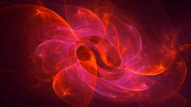 Soyut kırmızı fraktal ışık arkaplanı 3 boyutlu oluşturuluyor