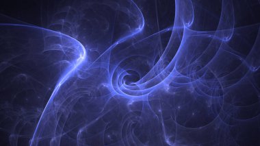 Soyut mavi fraktal ışık arkaplanı 3 boyutlu oluşturuluyor